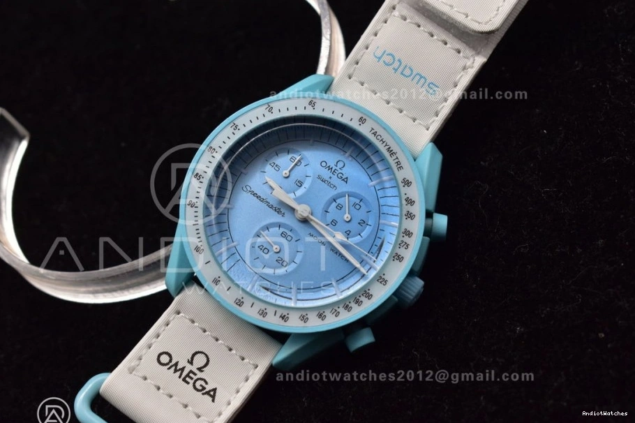 Quartz Nylon Strap Mission Flexible x Bioceramic Uranus to Omega on Swatch Moonwatch 1178 0903